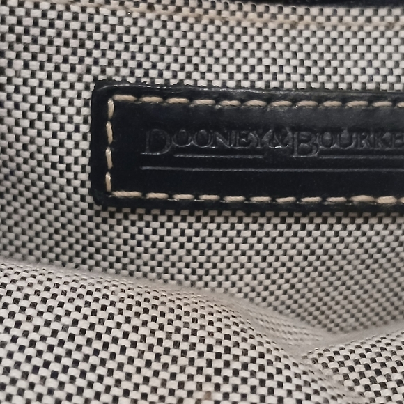 VINTAGE Dooney & Bourke Black Leather Gray Canvas Shoulder Bag Medium Size - Picture 9 of 11